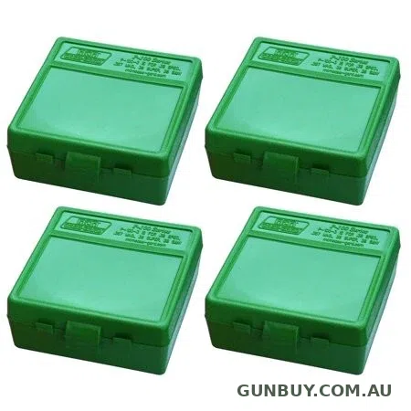 Claremont Firearms MTM P-100-44-10 100 RND HINGED TOP AMMO BOX GREEN .44