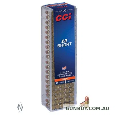 Claremont Firearms CCI 22 SHORT 29GR RN 100 PK 1080FPS C27