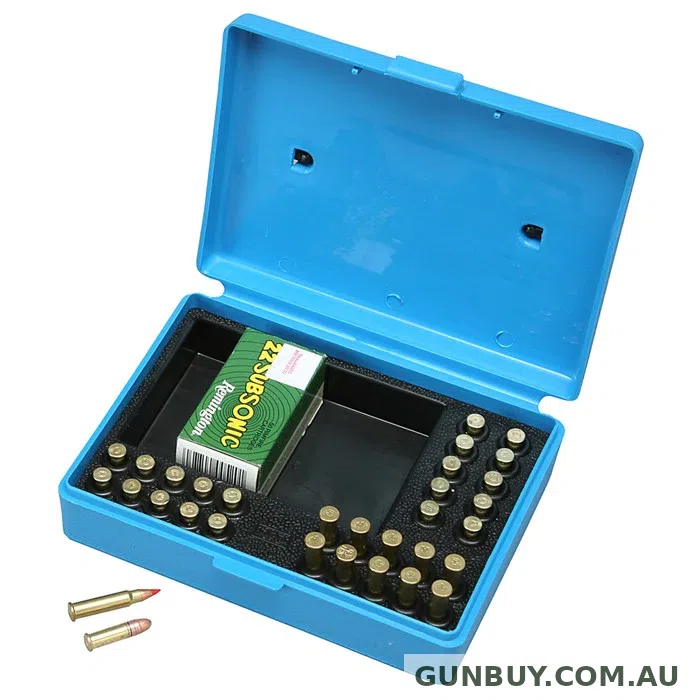 MTM SB-22-30 30 Rnd Flip Open Ammo Box Blue