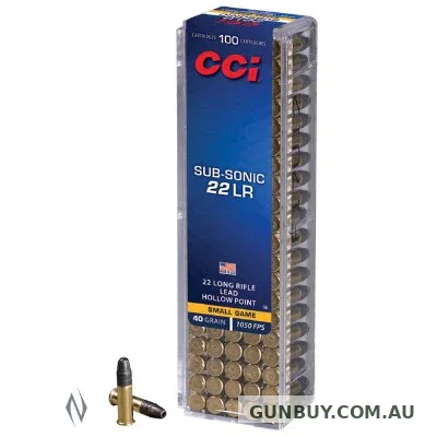 CCI 22LR SUBSONIC 40GR HP 100 PK 1050FPS C56