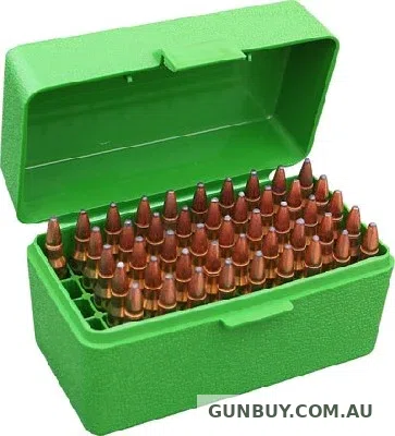 Claremont Firearms MTM RS-50-10 50 RND HINGED TOP AMMO BOX GREEN .223