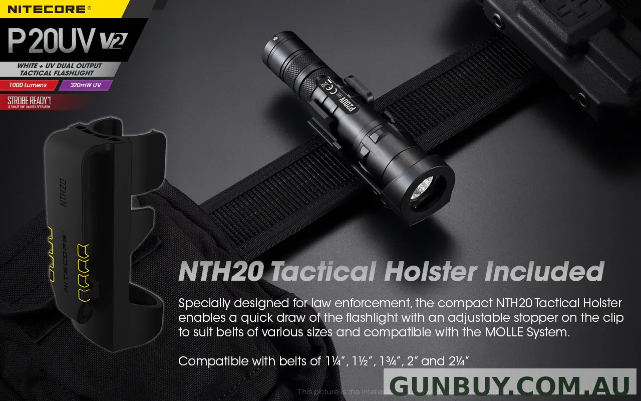 NITECORE P20UV V2 1000 LUMEN UV TORCH + HOLSTER