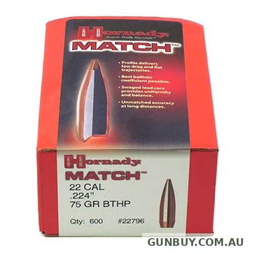 Hornady .224 75gr BTHP 600 Pack