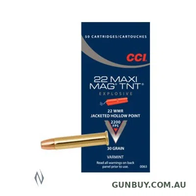 Claremont Firearms CCI 22WMR MAXI MAG TNT 30GR JHP 2200 FPS C63