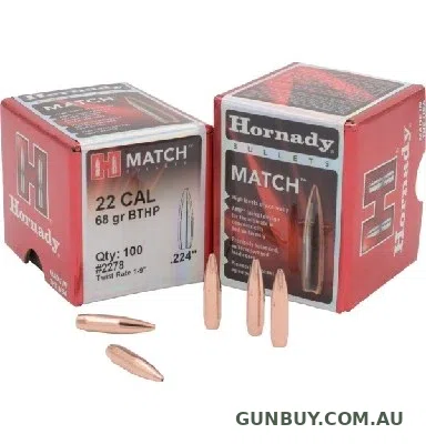 Claremont Firearms Hornady .224 68gn HOLLOW POINT Boat Tail Match 100 Pack