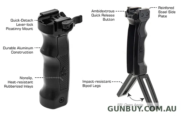 Leapers UTG PISTOL GRIP WITH COLLAPSIBLE INTERNAL BIPOD