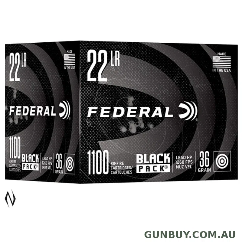 FEDERAL 22LR 36GR LEAD HP BLACK PACK 1100 PK 1260FPS