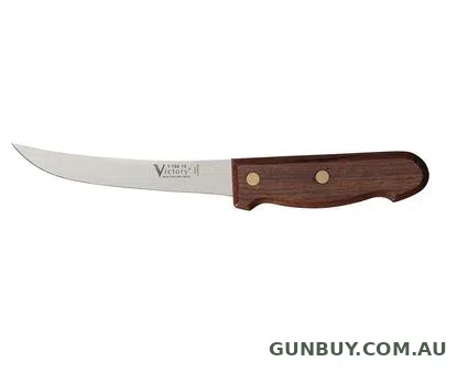 Victory Knives 2.5mm x 15cm Carbon Steel Curved Boning Knife (Wooden Handle)