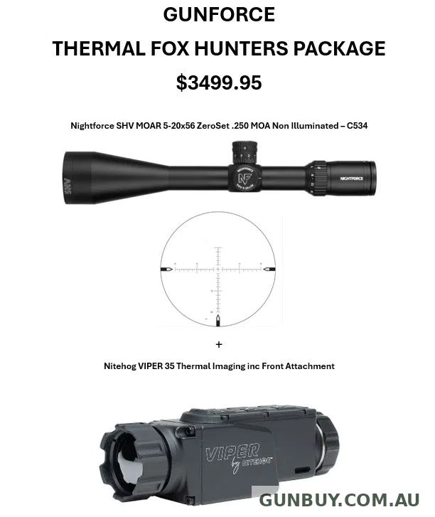 Nitehog Thermal Fox Hunting Combo - Viper 35 + Nightforce SHV MOAR 5-20x56 + Rusan Adapter