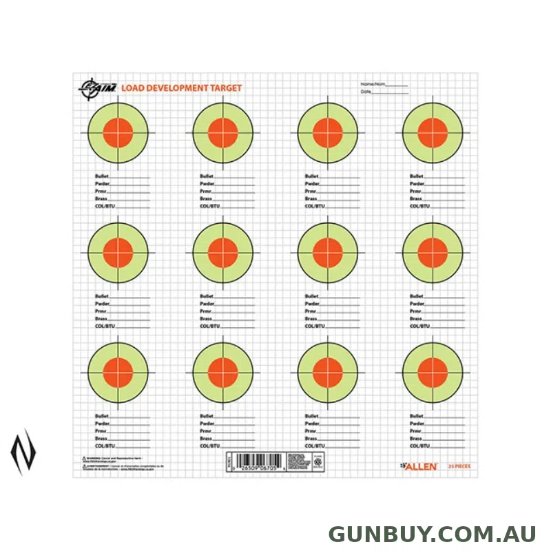 Allen EZ Aim Paper Target Load Development 25pk
