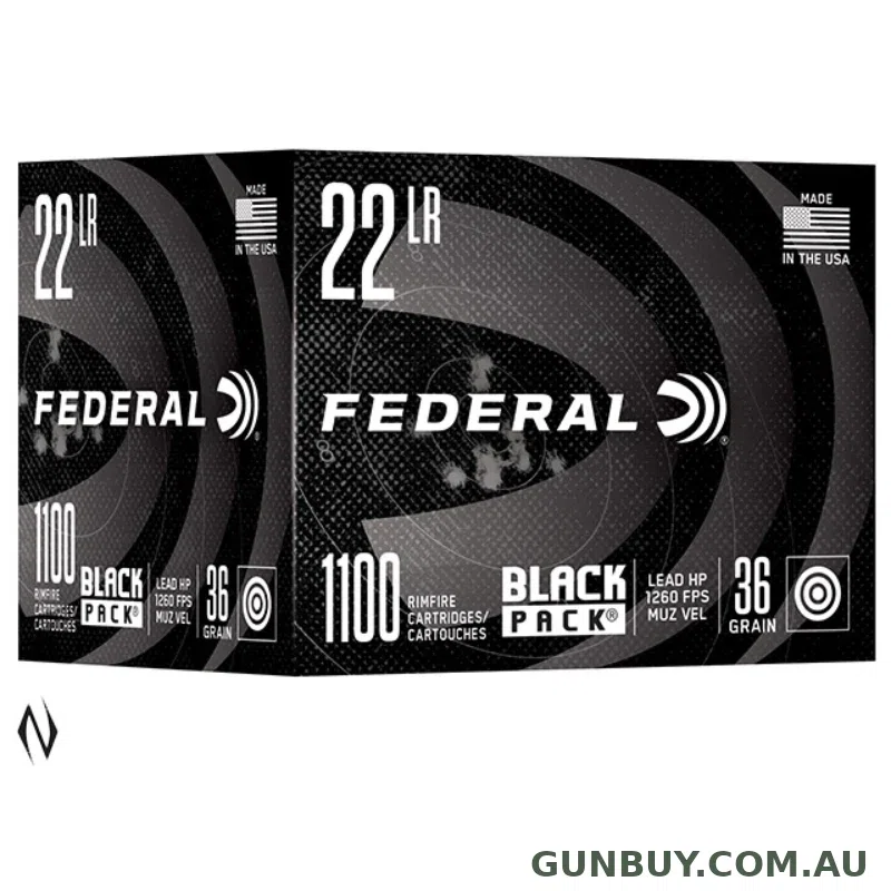 FEDERAL 22LR 36GR LEAD HP BLACK PACK 1100 PK 1260FPS