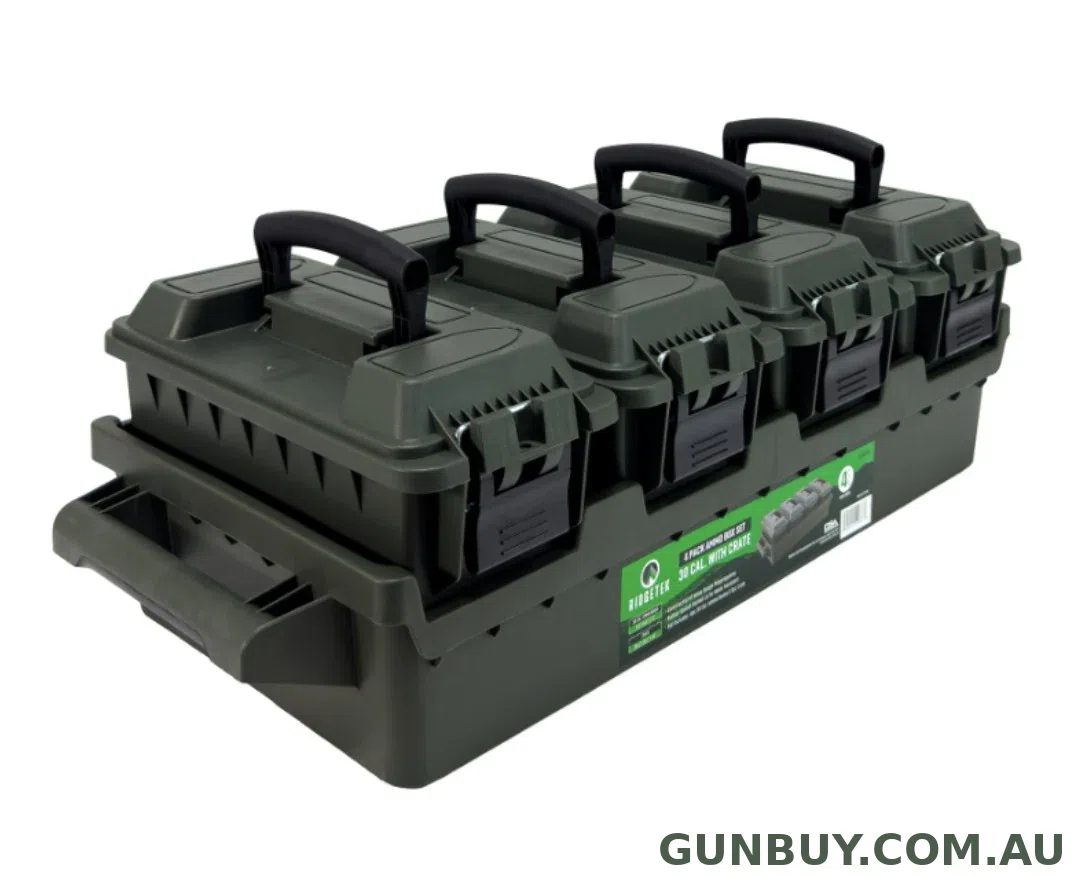 Ridgetek 4-Box .30Cal Ammo Crate OD Green Inc Padlock
