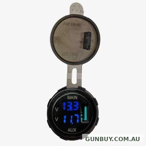 Lightforce Dual Voltmeter with 3A USB Fast Charger