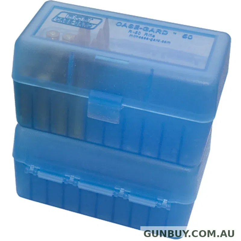 MTM RL-50 - Ammo Box 50 Round Flip-Top 270 Win 30-06 25-06 - Clear Blue