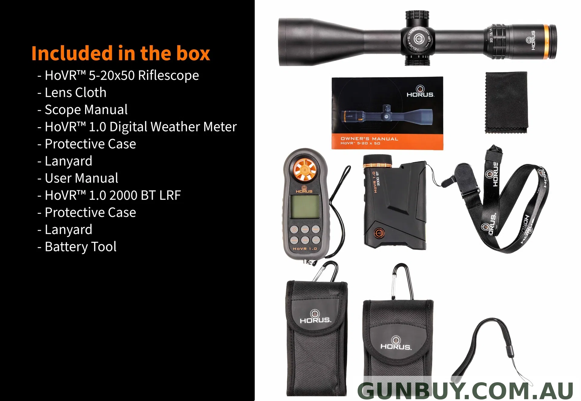 Horus Kit, Weather Meter, LRF, 5-20x50 F1 H59-MOA Scope