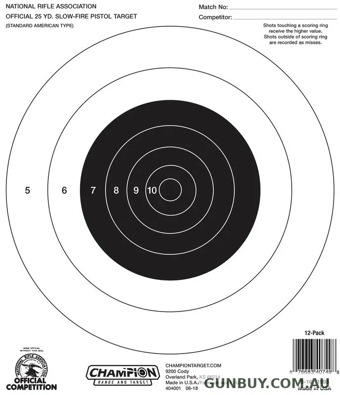 Champion NRA 25yd Pistol Slow Fire 100 Pack
