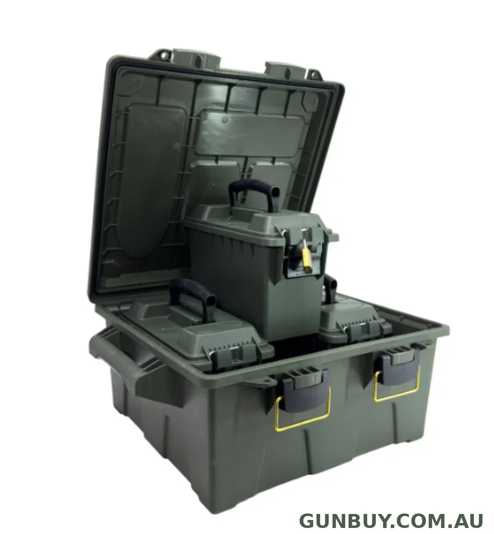 Ridgetek 4pc. Ammo Box & Large Crate OD Green Inc Padlock