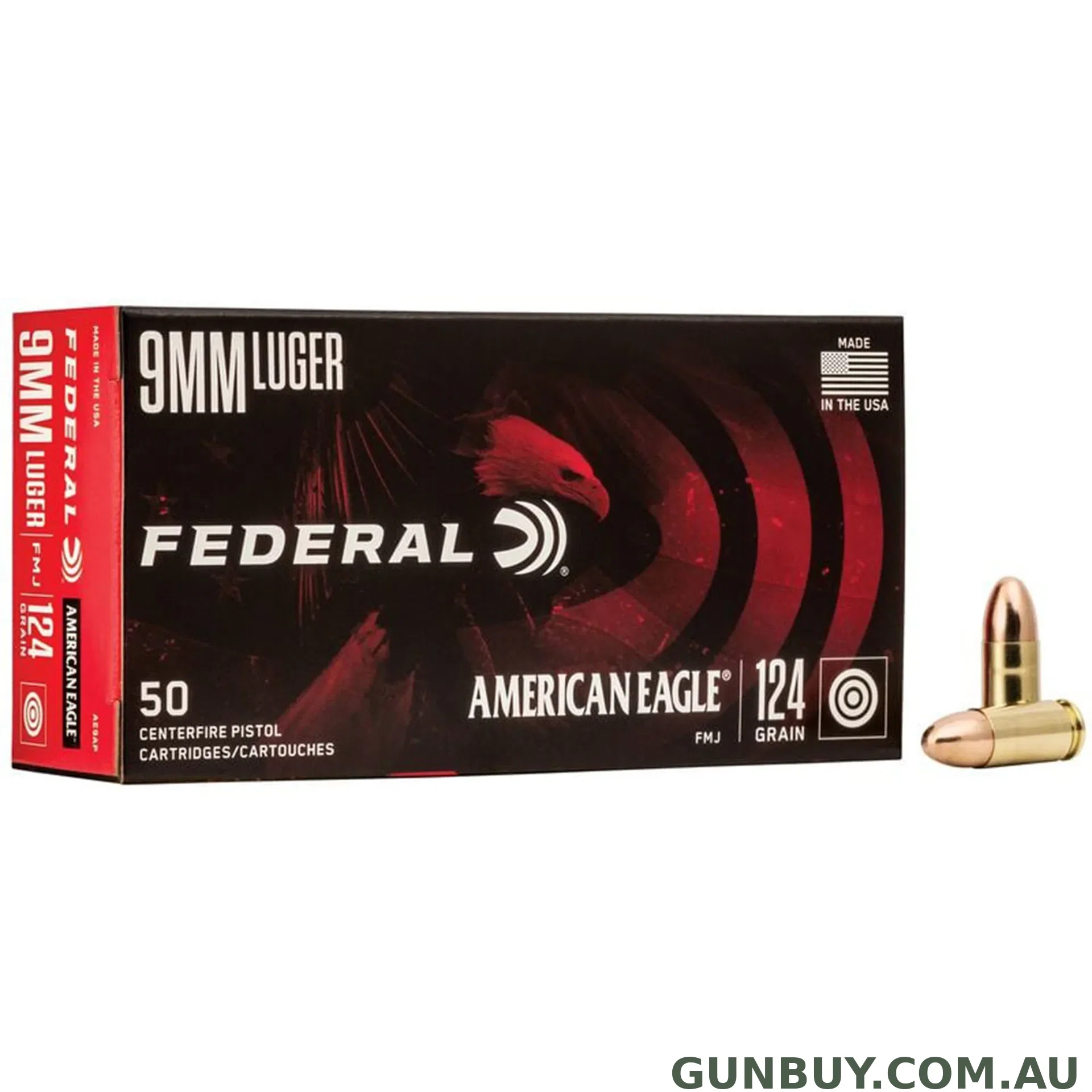 Federal 9mm Luger 124gr FMJ American Eagle / 50