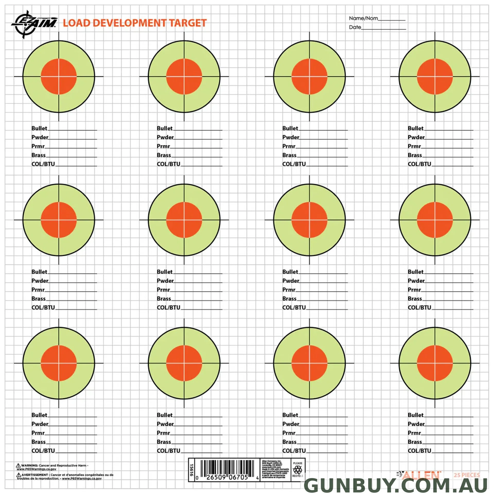 ALLEN Paper Target Load Development - 25 Pack