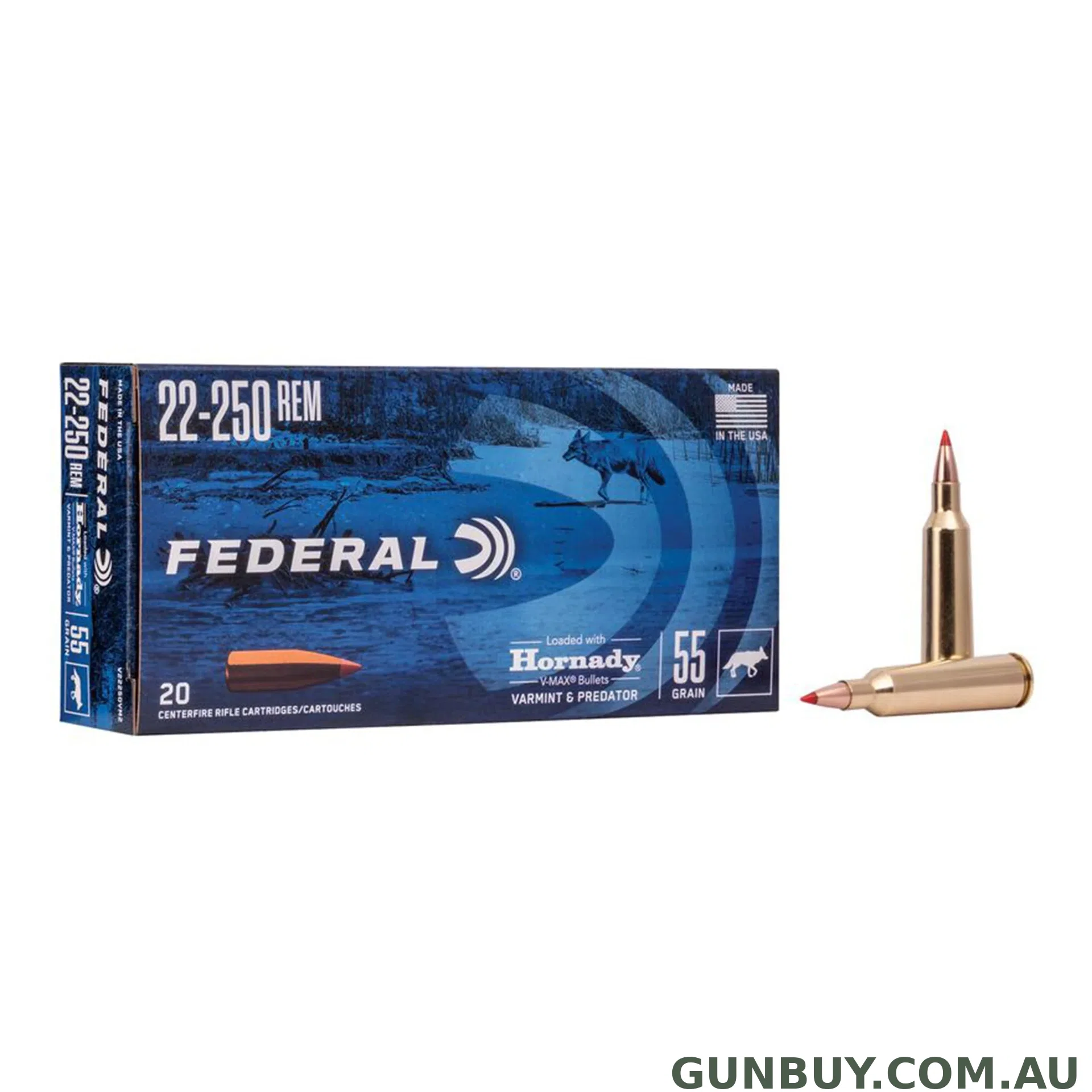 Federal 22-250 Rem 55gr V-Max