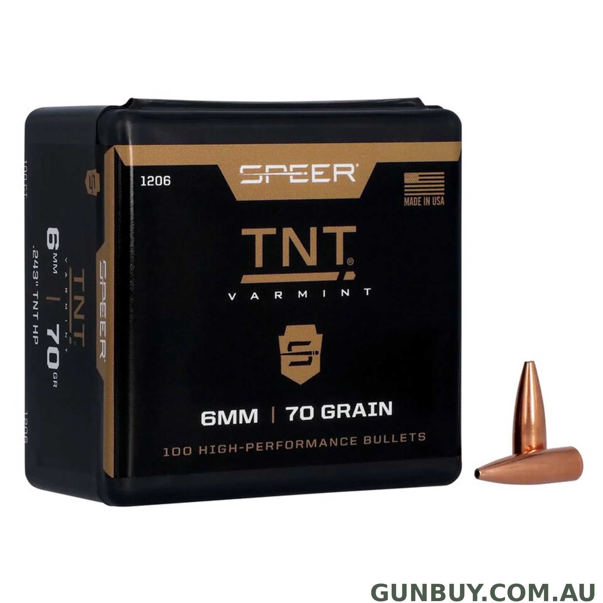 Speer .243 70gr HP TNT Varmint Projectiles - 10 Pack