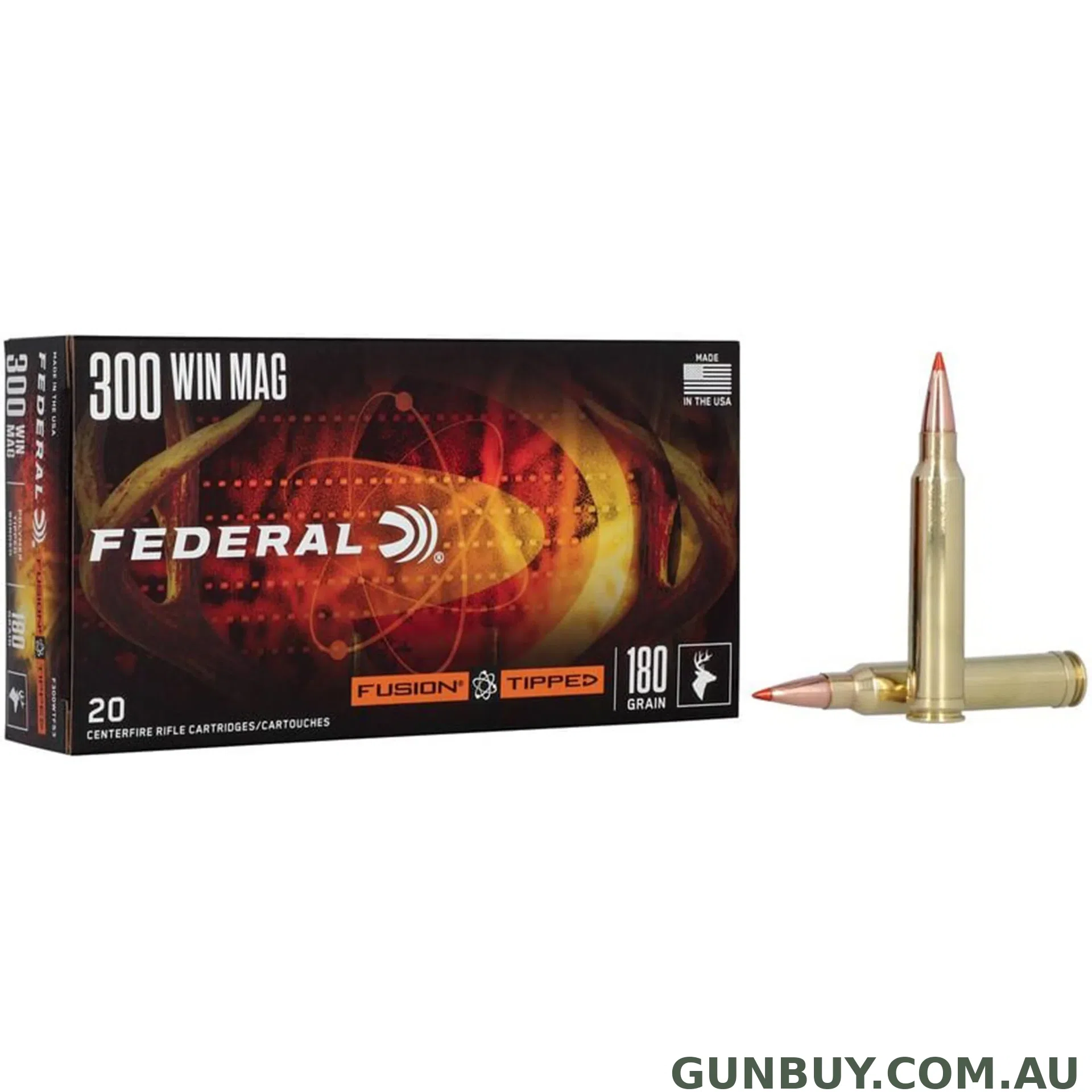 Federal 300 Win Mag 180gr Tipped Fusion / 20