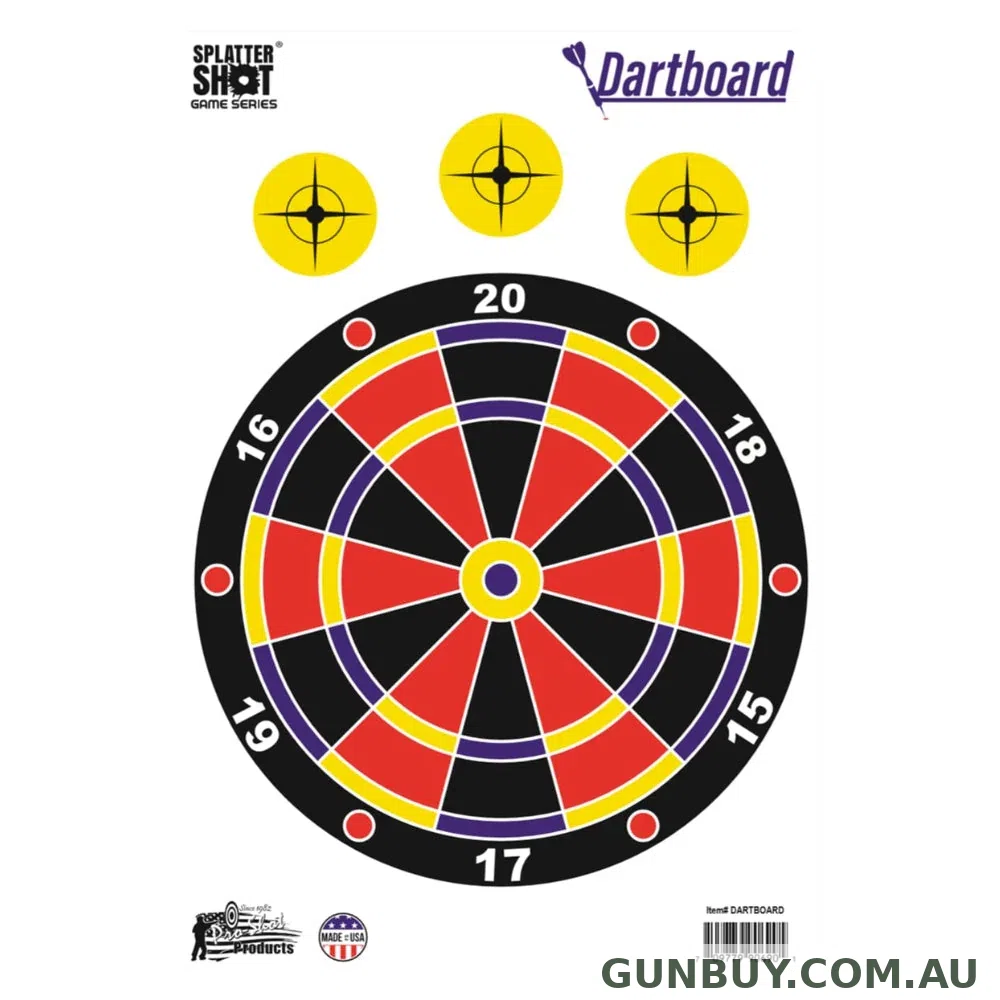 Splatter Shot 12 x 18" Peel & Stick Target - Dartboard / 8 Pack