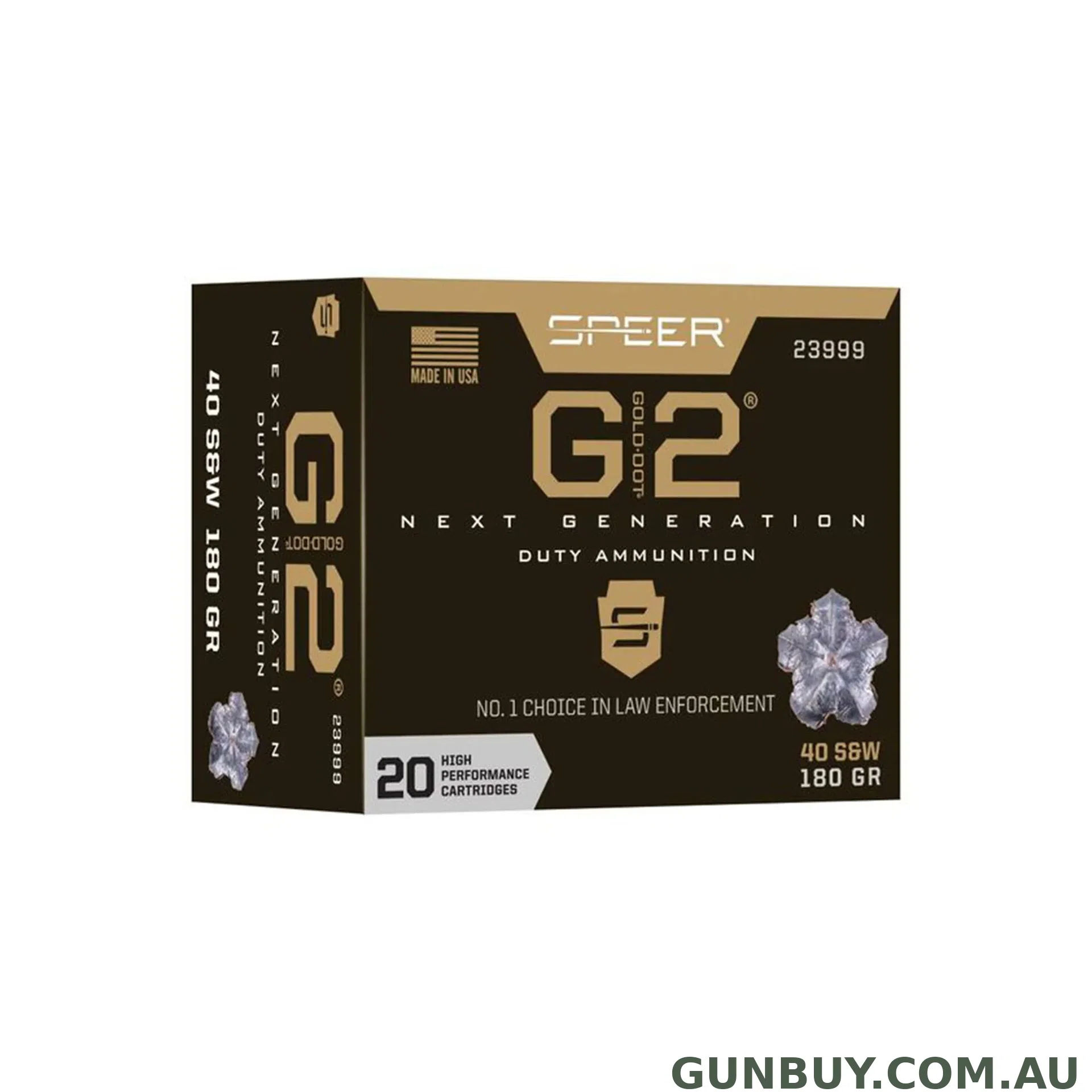 Speer 40 S&W 180gr Gold Dot G2 20pk