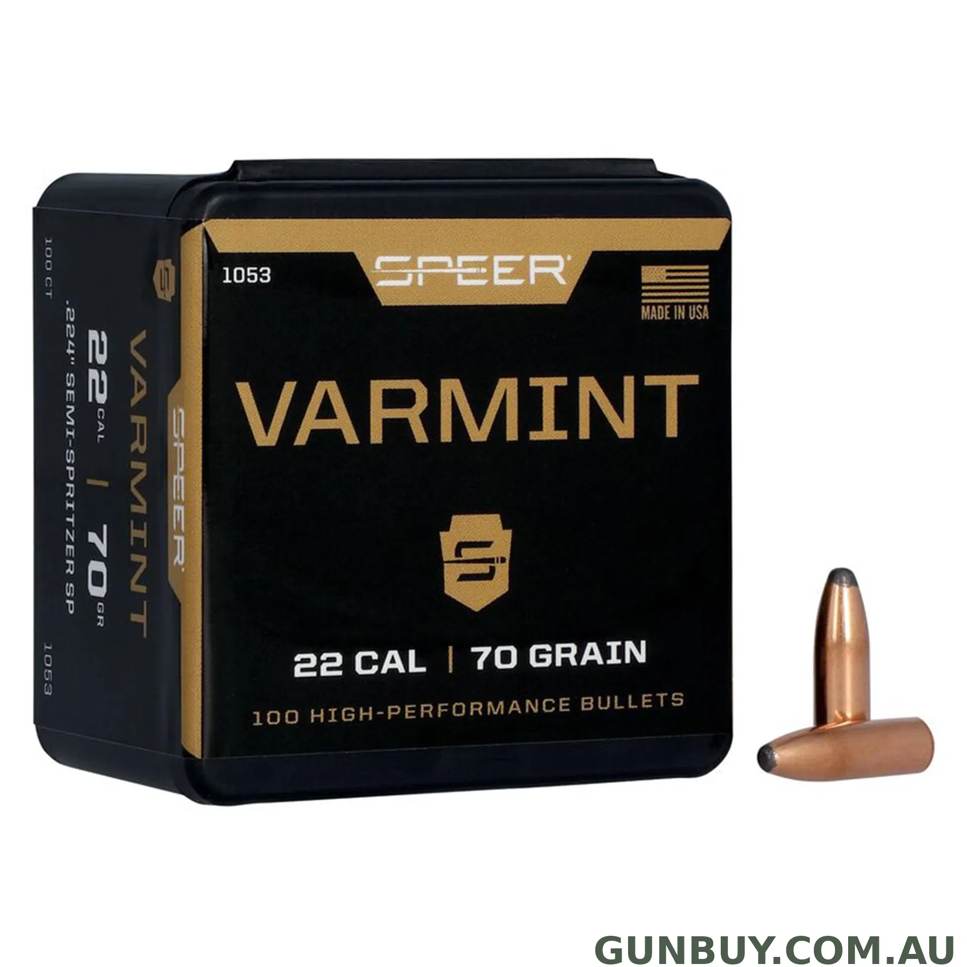 Speer .224 70gr Semi Spitzer SP Projectiles - 100 Pack