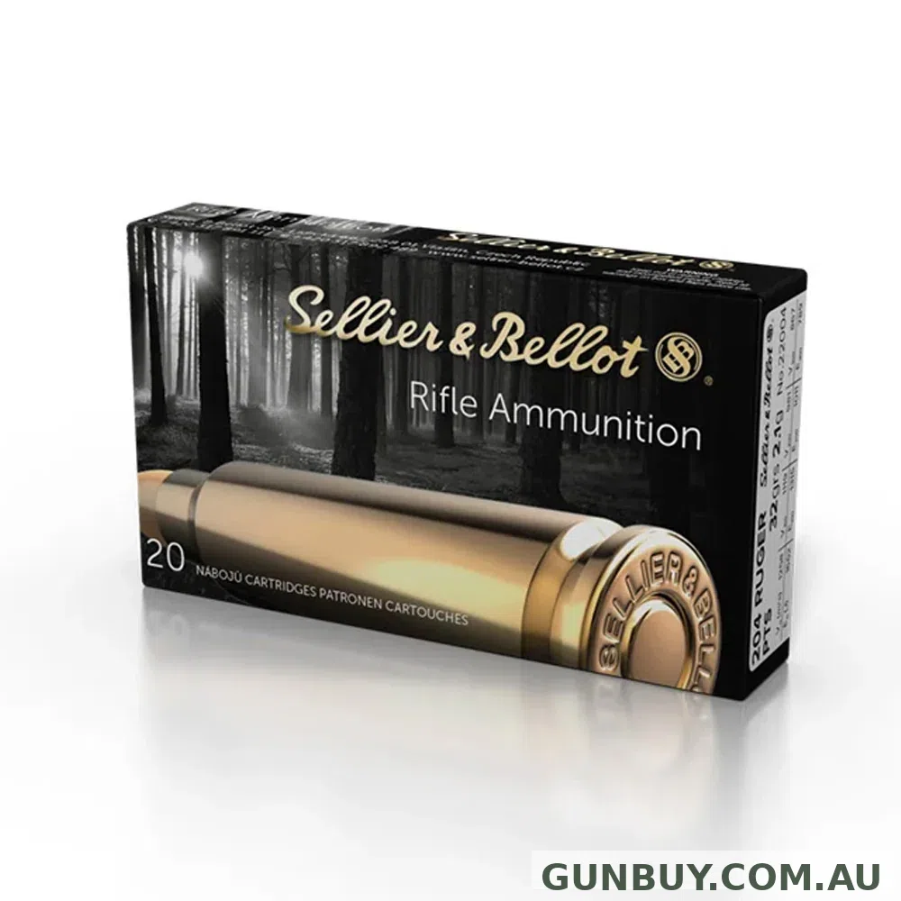 Sellier & Bellot 32gr PTS Tip 204 Ruger - Centrefire Ammo - 100 Rounds
