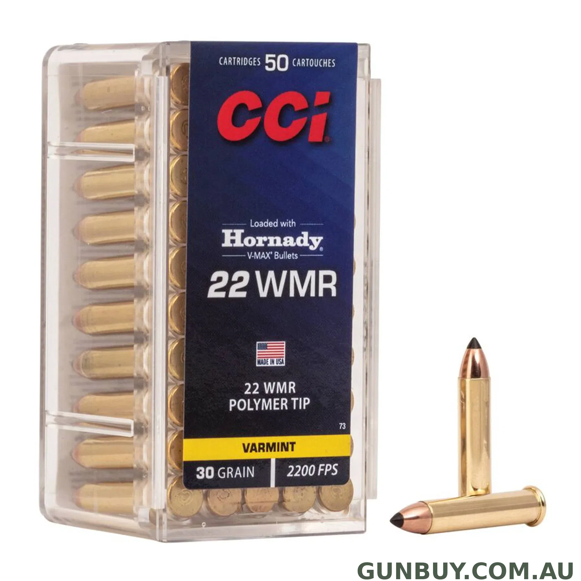 Hornady 22 WMR V-Max 30gr 2200fps - 50 Pack