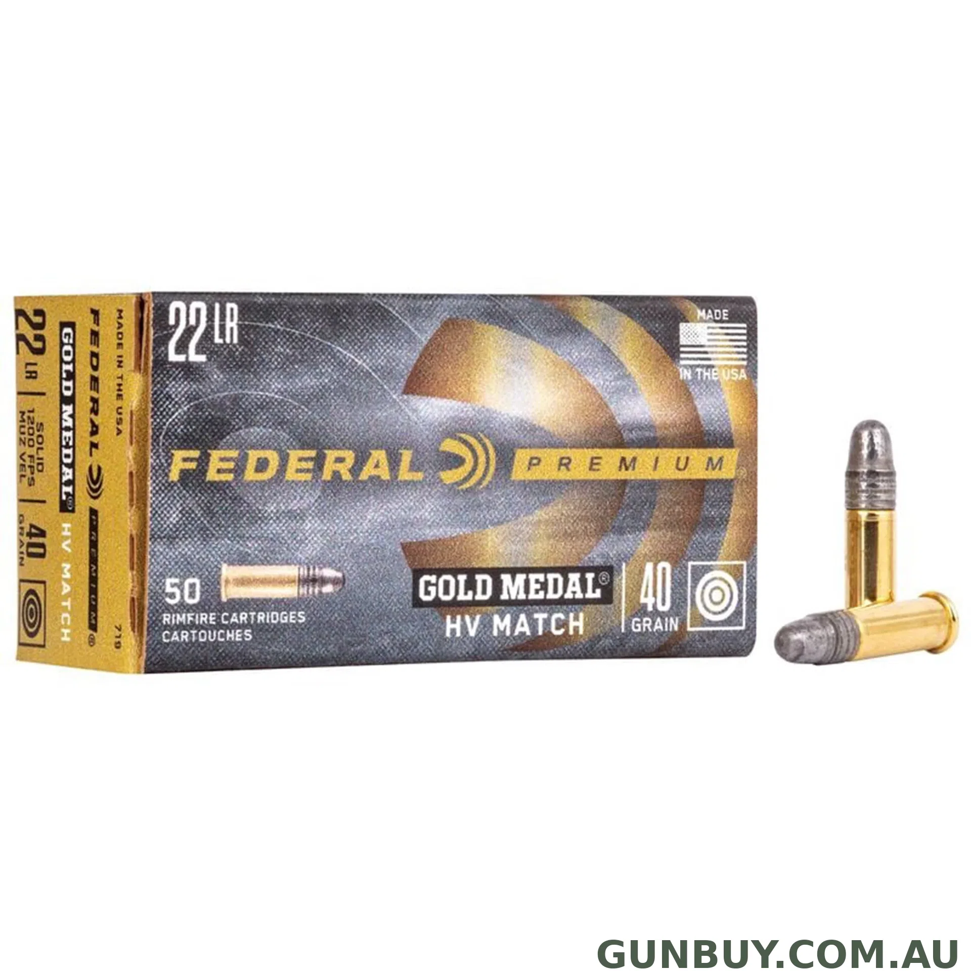 Federal 22LR 40gr Solid HV Gold Medal / 50