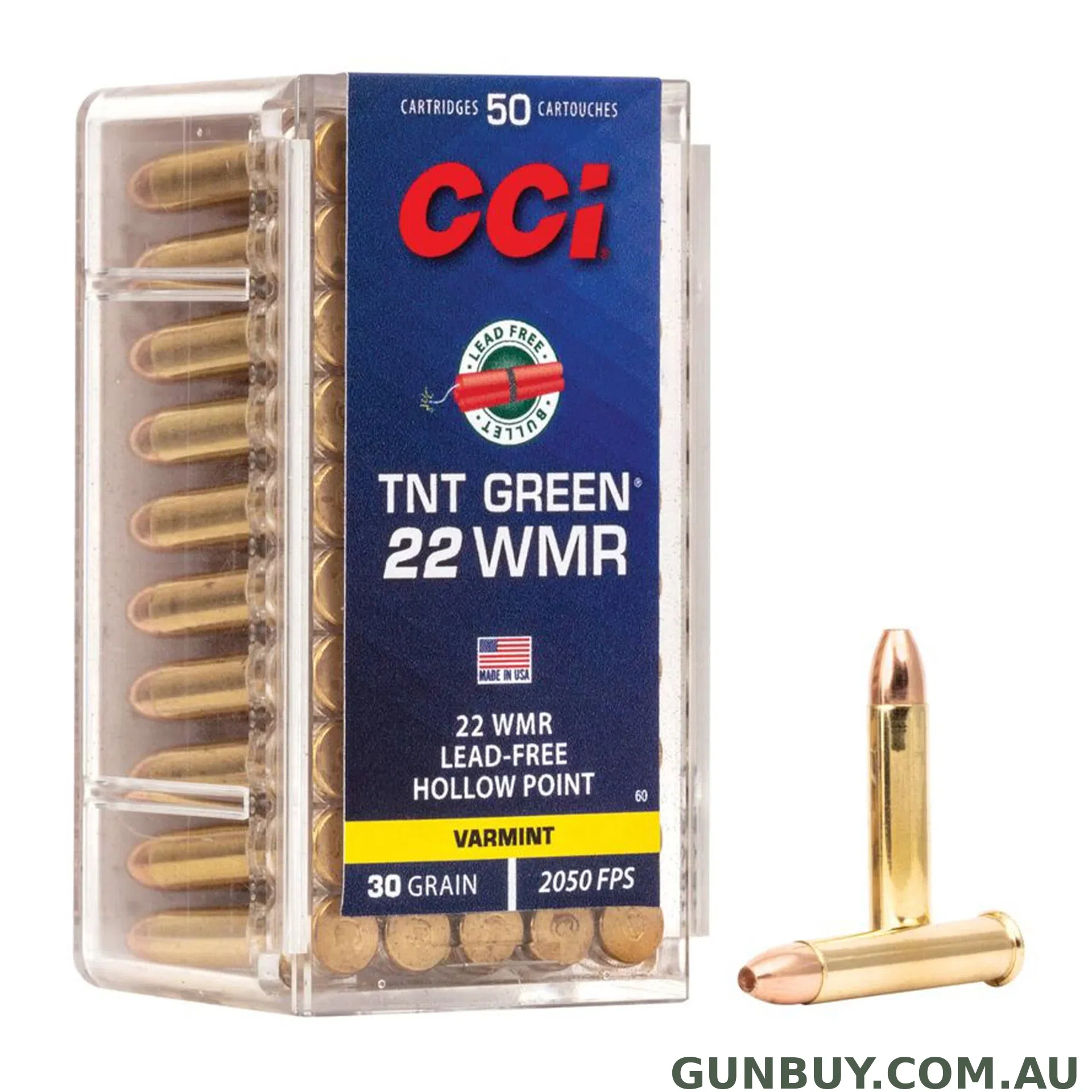 CCI TNT Green 30gr HP 2200fps - 22 Win Mag / 50