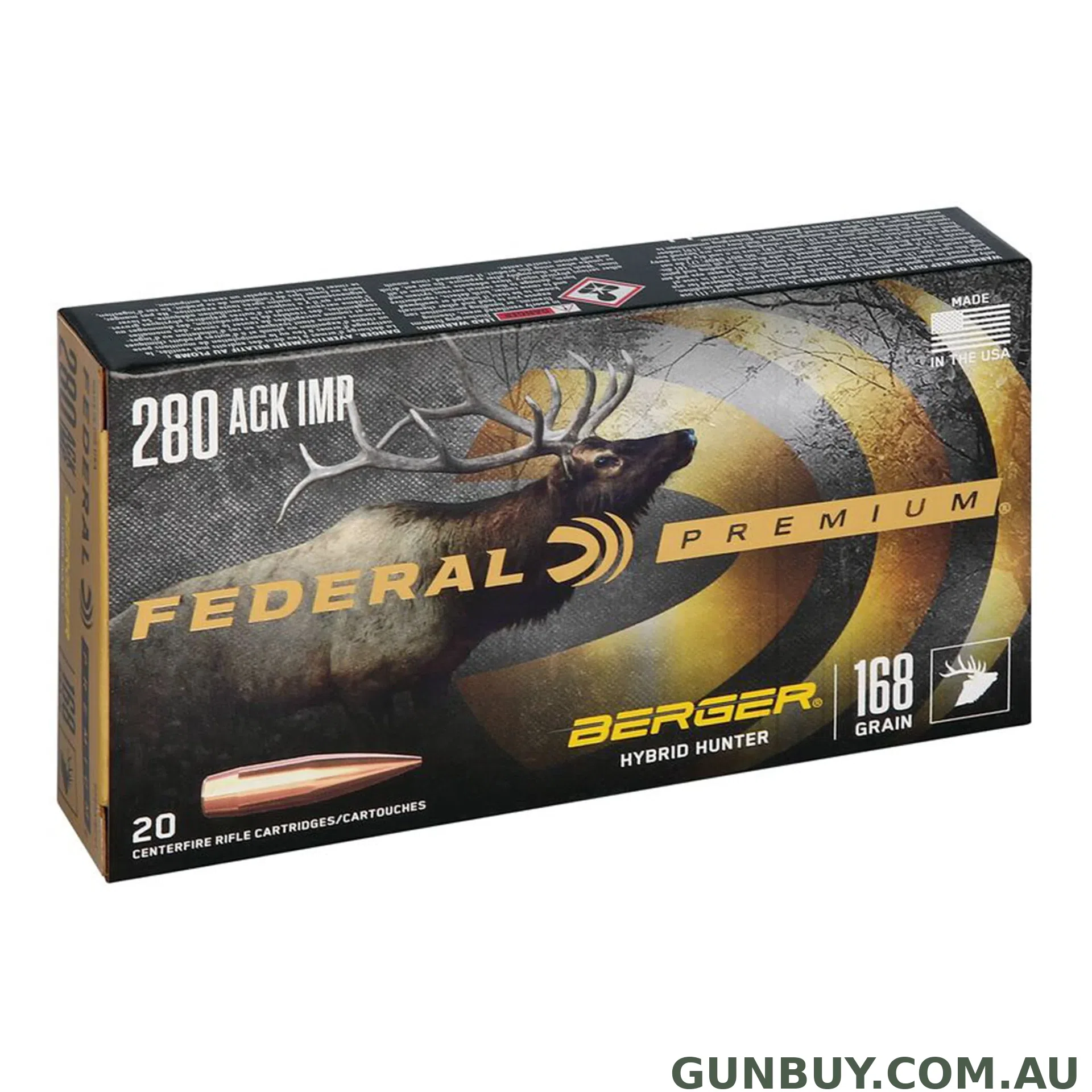 Federal 280 Ackley 168gr Berger Hunter - 20 Pack
