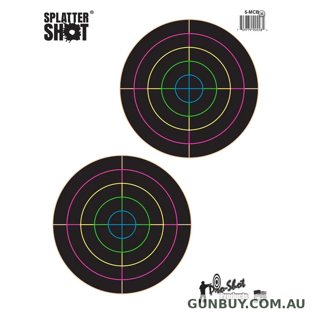 Splatter Shot 5" Peel & Stick Target - Multi Colour / Twin Bullseye / 10 Pack