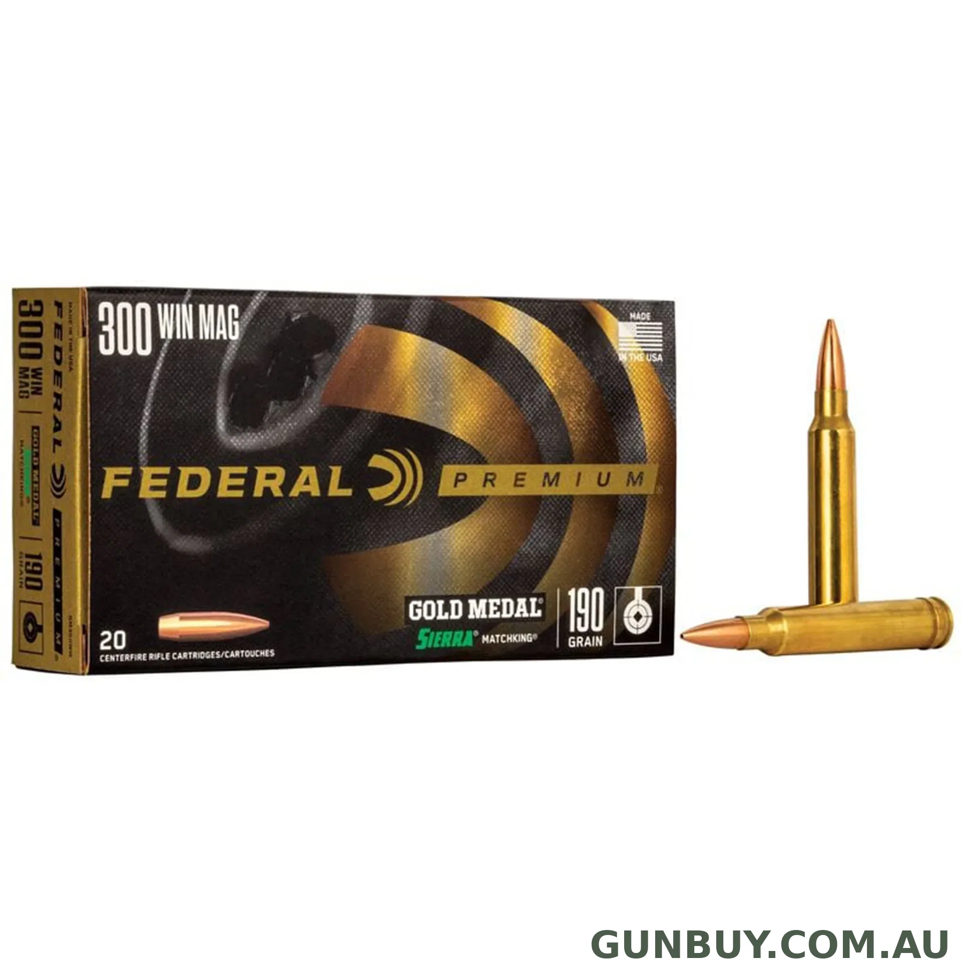 Federal 300 Win Mag 190gr Matchking Gold Medal