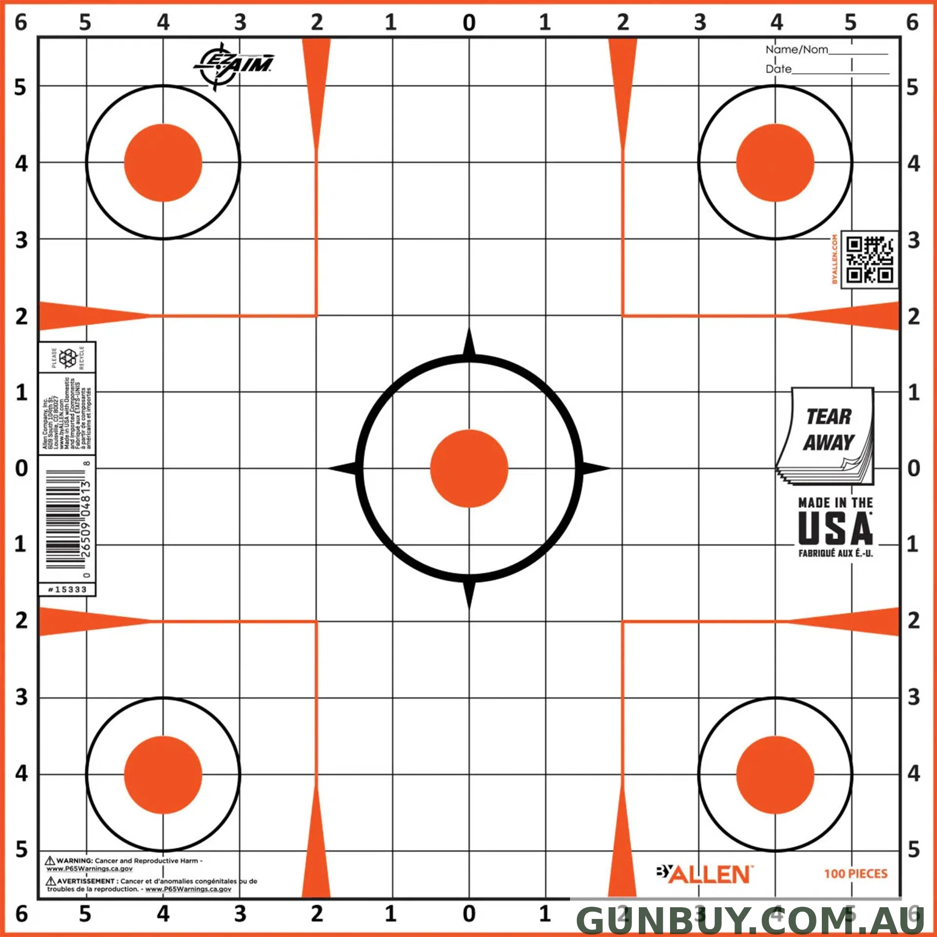 ALLEN Paper 12x12" Sight In Grid Target - 12 Pack