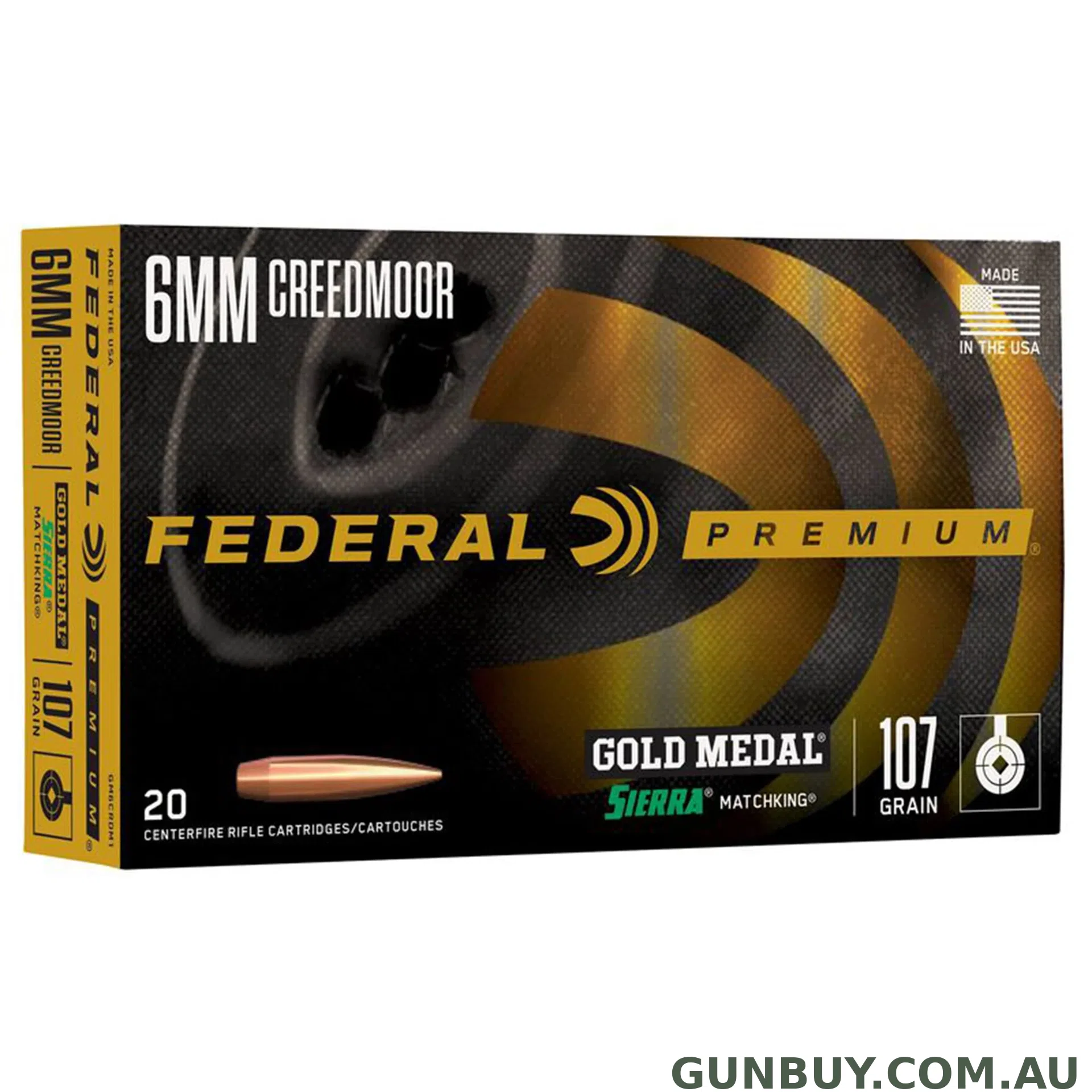 Federal 6mm Creedmoor 107gr Matchking Gold Medal / 20