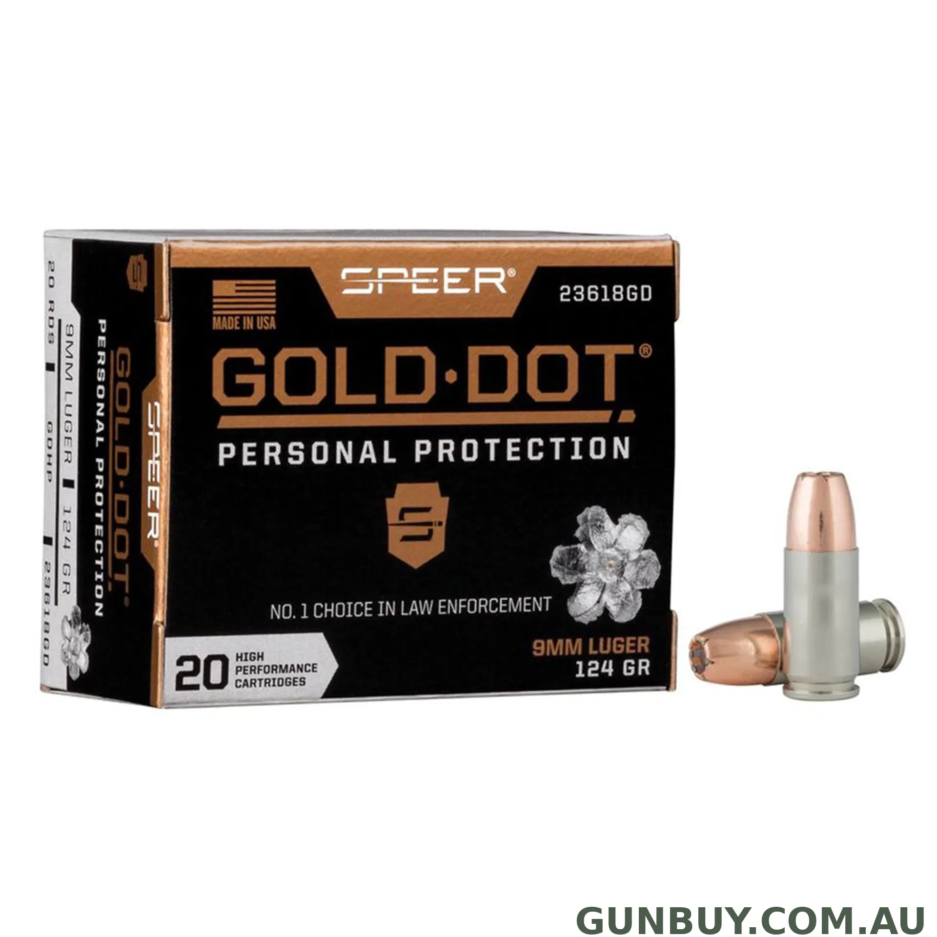 Speer 9mm Luger 124gr HP Gold Dot - 20 Pack