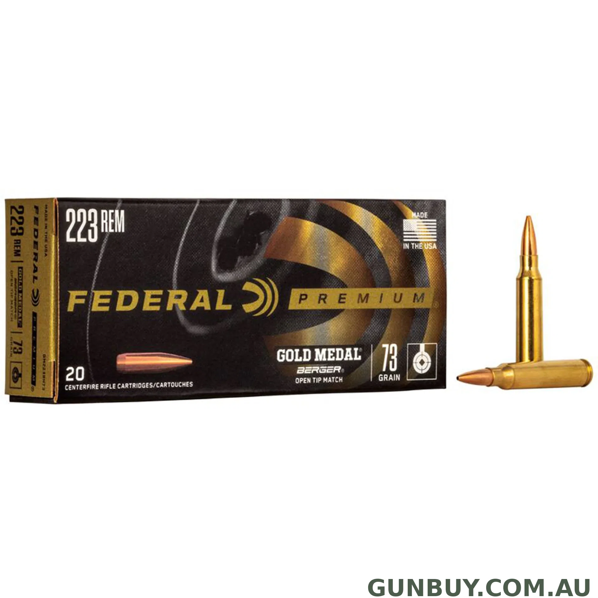Federal 223 Rem 73gr Berger BTHP Gold Medal - 20 Pack