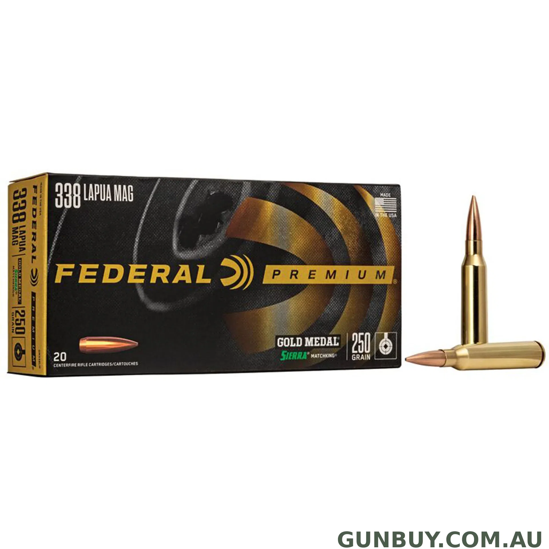 Federal 338 Lapua 250gr Matchking Gold Medal / 20