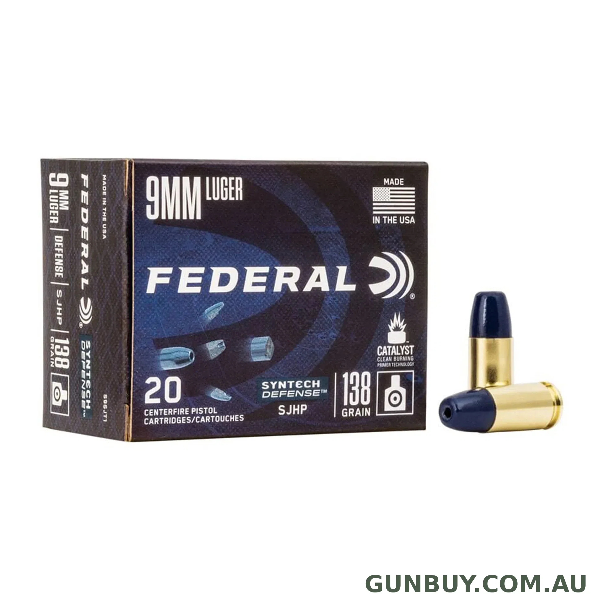 Federal 9mm Luger 138gr TSJ Syntech Defense SjHP - 20 Pack