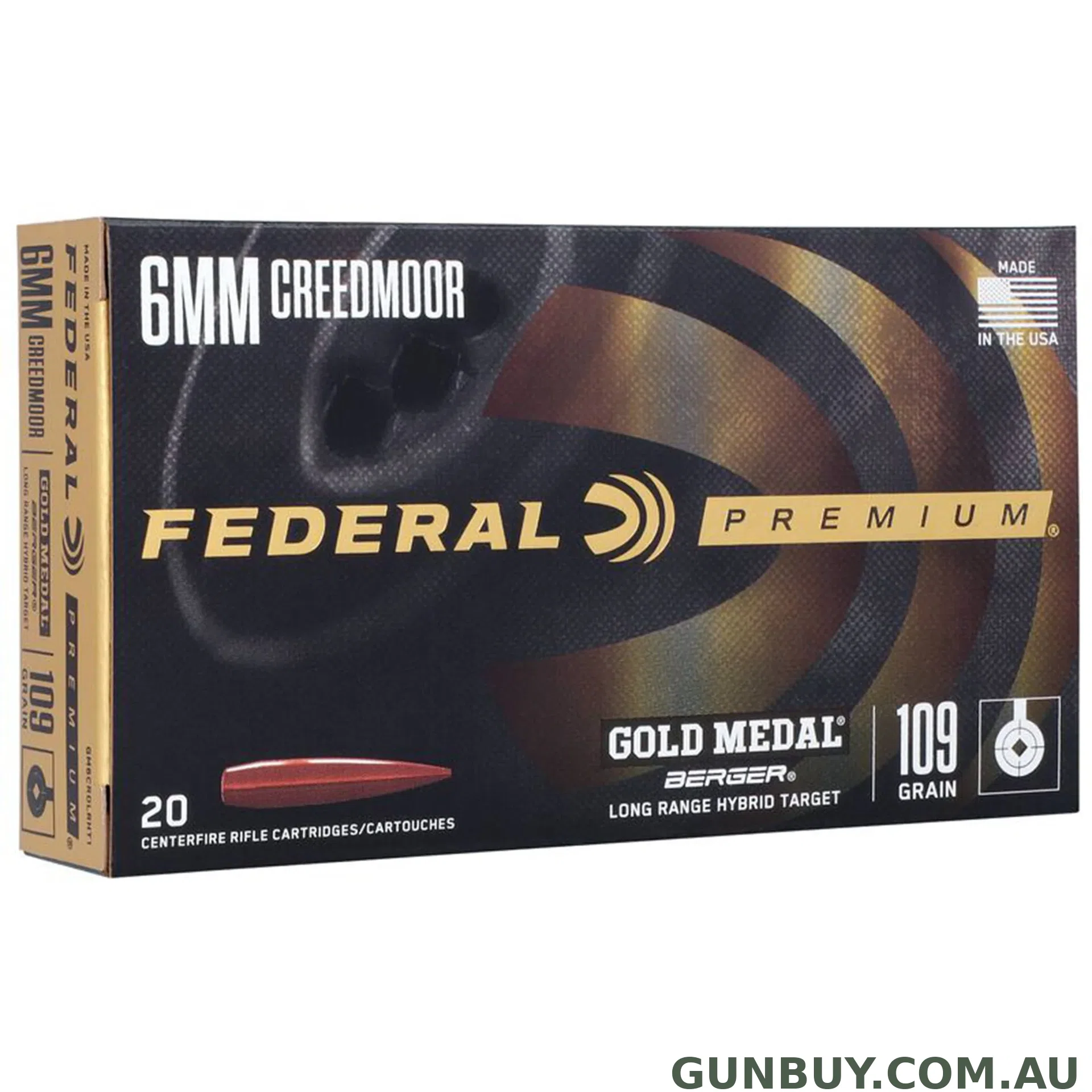 Federal 6mm Creedmoor 109gr Berger Long Range Gold Medal / 20