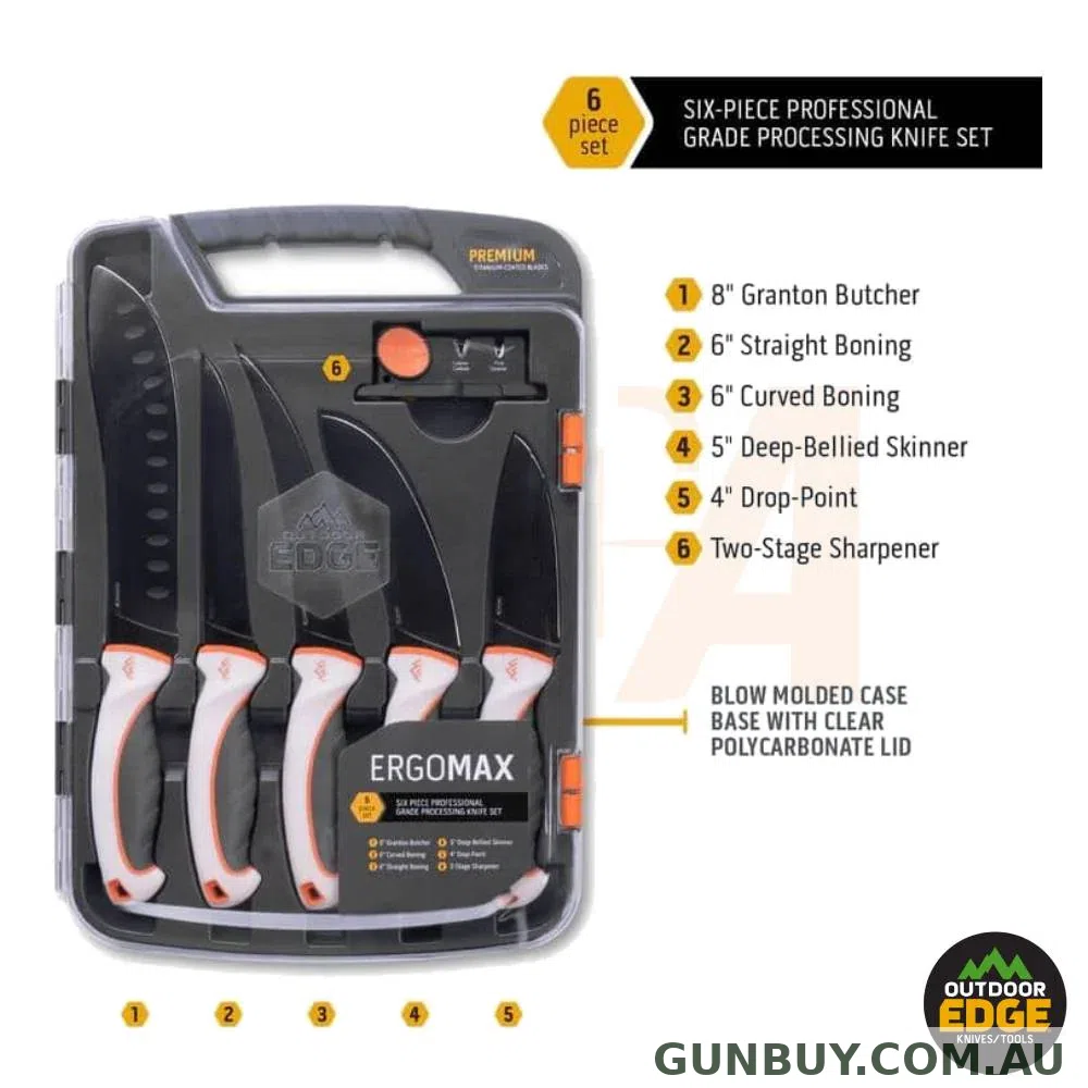Outdoor Edge ERGO MAX (6-Piece Professional Grade Processing Knife Set)