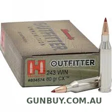 Hornady Outfitter Ammunition 243 Winchester 80 Grain CX (20pk)