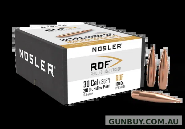 Nosler RDF Bullets 30 Caliber (308 Diameter) 210 Grain Hollow Point Boat Tail (100pk)