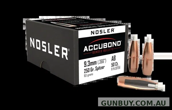 Nosler Accubond 9.3MM (.366" Diameter) 250 Grain Spitzer (50pk)