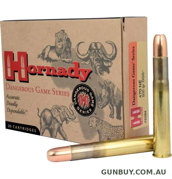 Hornady Dangerous Game Ammunition 500 Grain DGS Round Nose Solid (20pk)