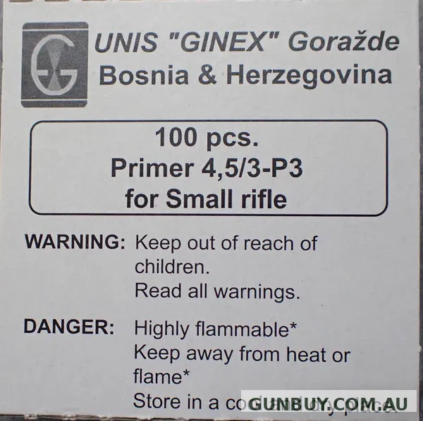 UNIS GINEX Small Rifle Primers (100pk)