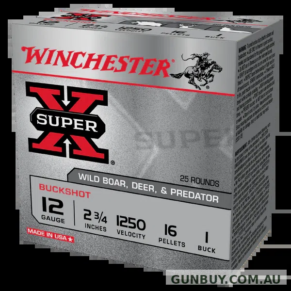 Winchester Super-X 12 Gauge Ammunition 2-3/4" 1-1/4 oz 16 Pellets (25pk)